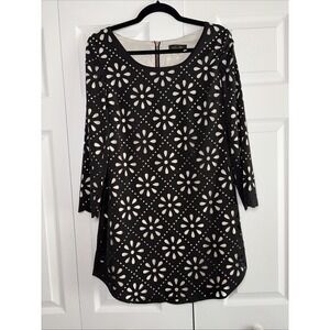 Elliatt Laser Cut Floral Shift Dress Womens Size M Black Cocktail Wedding Party